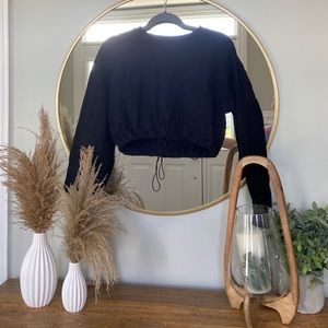 black cropped crewneck